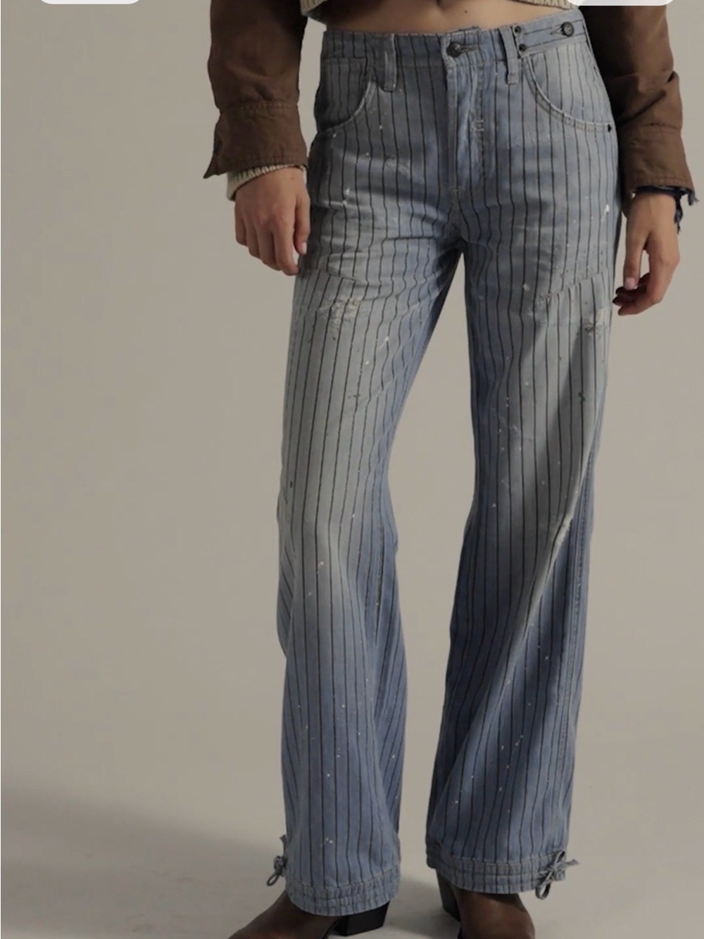 NWT Free People We The Free Don’t Wait Up Glitter Pinstripe Boyfriend Jeans